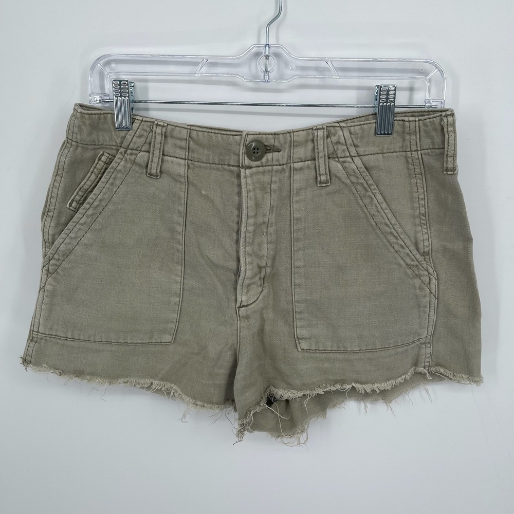 American Eagle Women's Khaki Raw‎ Hem Safari Summer Cargo Utility Shorts Size 8